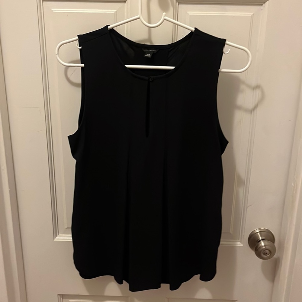 Ann Taylor size XS black sleeveless shirt with button closure detailing